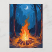 Carte Postale Campfire Moon | Nature Watercolor Painting (Devant)