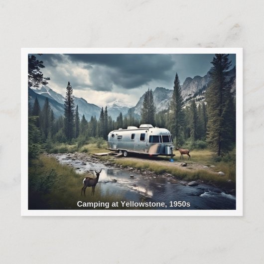 Carte Postale Camping à Yellowstone 1950s Scene (Devant)