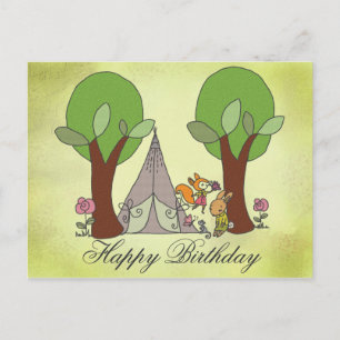 Carte Postale camping avec renard