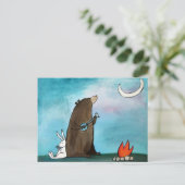 Carte Postale Camping Bear Whimsical Storybook Art (Debout devant)