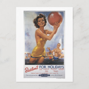 Carte Postale Camping Butlin's sosie d'Ava Gardner