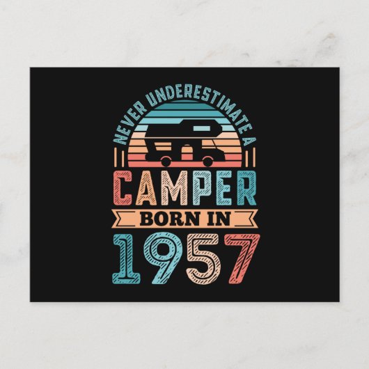 Carte Postale Camping-car né en 1957 Cadeau 70e Anniversaire Cam (Devant)