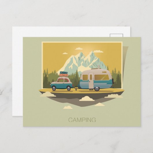 Carte Postale Camping Caravan (Devant / Derrière)