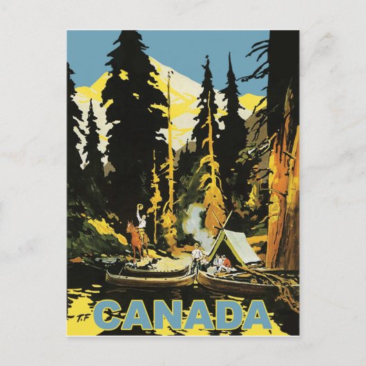 Carte Postale Camping dans la forêt canadienne (Devant)
