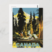 Carte Postale Camping dans la forêt du Canada (Devant / Derrière)