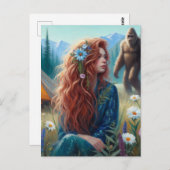 Carte Postale Camping dans la prairie avec Sasquatch (Devant / Derrière)