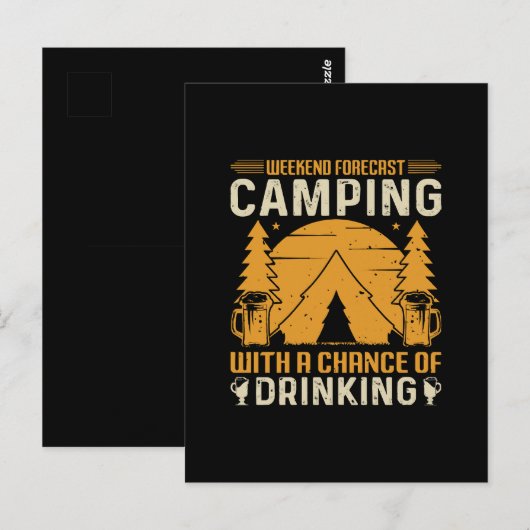 Carte Postale Camping et boisson (Devant / Derrière)