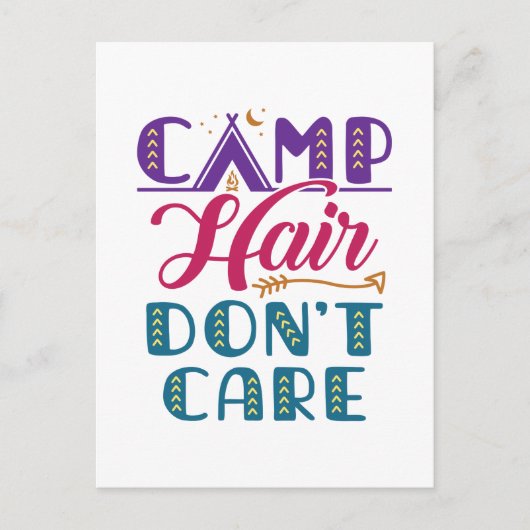 Carte Postale Camping Hair Don't care Camper Camping Glamper (Devant)