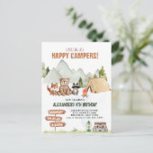 Carte Postale Camping heureux de Modern Woodland Enfants Fête d' (Debout devant)