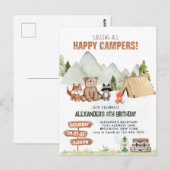 Carte Postale Camping heureux de Modern Woodland Enfants Fête d' (Devant / Derrière)