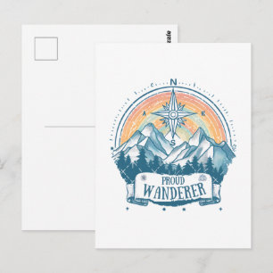 Carte Postale Camping LGBTQ Fier Wanderer – Boussole Arc-en-Ciel