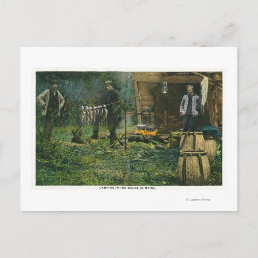 Carte Postale Camping terrain des hommes Camping dans le Maine (Devant)