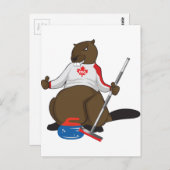 Carte Postale Canada 150 en 2017 Curling Beaver Merchandise (Devant / Derrière)