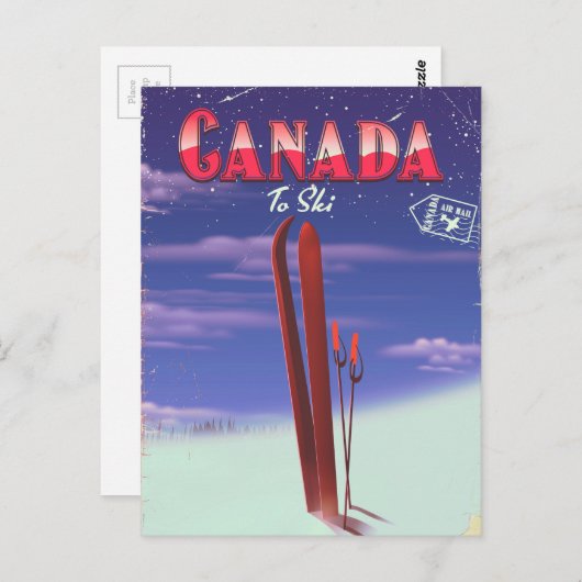 Carte postale Canada Air à ski. (Devant / Derrière)