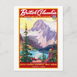 Carte Postale Canada Colombie-Britannique Poster vintage restaur