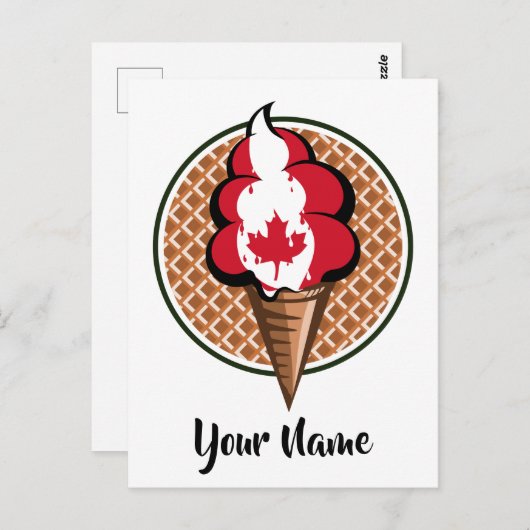 Carte Postale Canada drapeau vectoriel crème glacée feuille d'ér (Devant / Derrière)