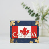 Carte Postale 🍁 CANADA Feuille d'érable Bleu Or (Debout devant)