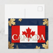 Carte Postale 🍁 CANADA Feuille d'érable Bleu Or (Devant / Derrière)