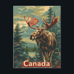Carte Postale Canada Moose Vintage<br><div class="desc">Plongez dans le charme nostalgique de la nature sauvage du Canada grâce à notre voyage et à notre illustration vintage. Cette pièce captivante saisit l'essence d'une époque révolue, où l'orignal majestueux se promène librement dans la splendeur intemporelle des paysages naturels du pays. Imaginez-vous dans un voyage tranquille, en croisant ces...</div>