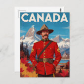 Carte Postale Canada Mountie Vintage Art (Devant / Derrière)