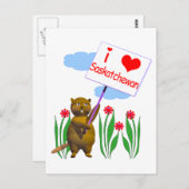 Carte Postale Canadian Beaver Loves Saskatchewan (Devant / Derrière)