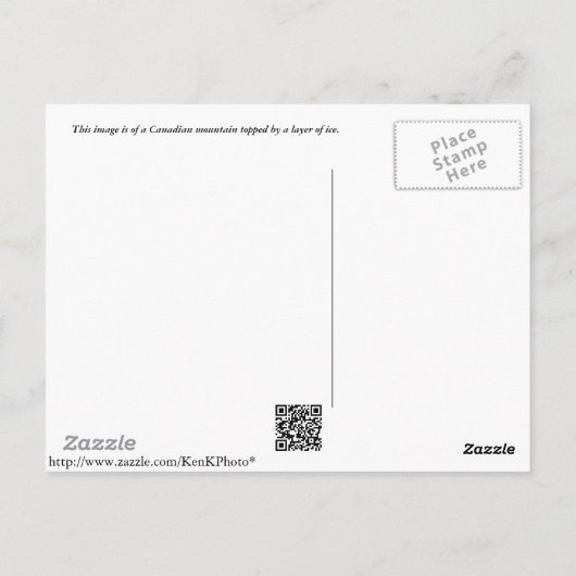 Carte postale canadienne Ice Mountain (Dos)