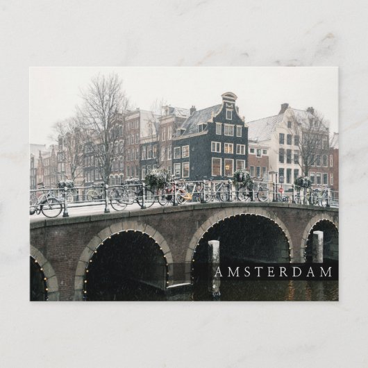 Carte Postale Canal à Amsterdam en hiver (Devant)