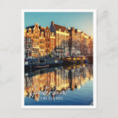 Carte Postale Canal au coucher du soleil Amsterdam Pays-Bas (Devant)