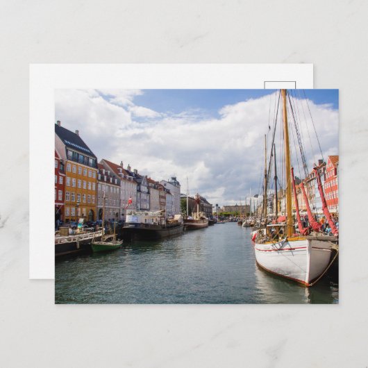 Carte Postale Canal avec bateaux | Copenhague (Devant / Derrière)
