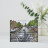 Carte Postale Canal Bridge Vue et vélo, vues d'Amsterdam (Debout devant)