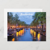 Carte Postale Canal d'Amsterdam au crépuscule (Devant / Derrière)