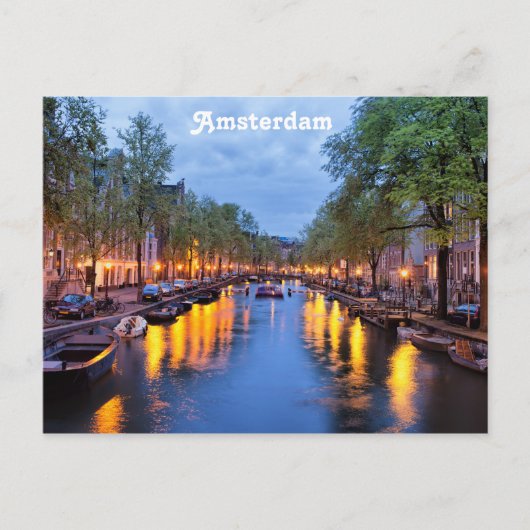 Carte Postale Canal d'Amsterdam au crépuscule (Devant)
