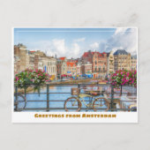 Carte Postale Canal d'Amsterdam et vélo (Devant)