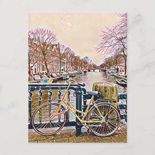 Carte Postale Canal d'Amsterdam et vélo (Devant)