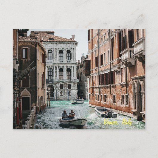 Carte Postale Canal de bateau de Venise (Devant)