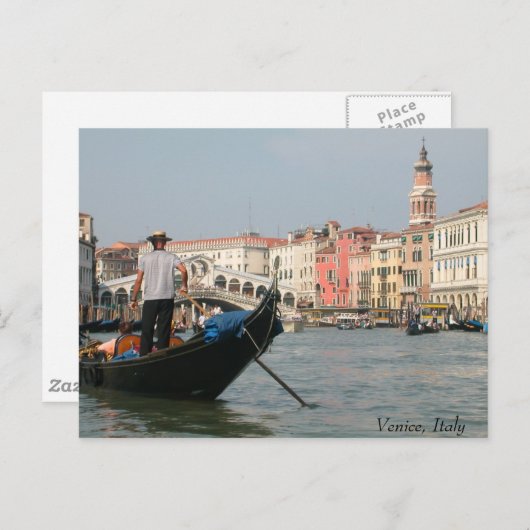 Carte Postale Canal de Venise avec pont (Devant / Derrière)