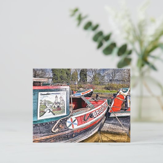 CARTE POSTALE CANAL NARROWBOATS (Debout devant)