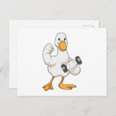 Carte Postale Canard à Bodybuilding avec Dumbbell (Devant / Derrière)