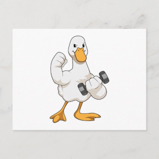 Carte Postale Canard à Bodybuilding avec Dumbbell (Devant)