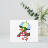 Carte Postale Canard à la pluie avec parapluie (Debout devant)
