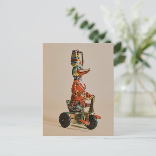 Carte Postale Canard à vélo jouet ancien (Debout devant)