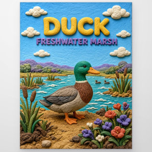 Carte Postale Canard, Art en argile de marais d'eau douce