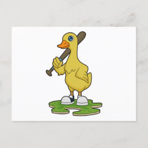 Carte Postale Canard au baseball avec batte de baseball