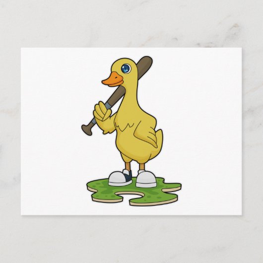 Carte Postale Canard au baseball avec batte de baseball (Devant)