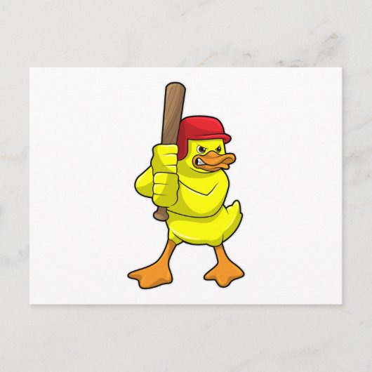 Carte Postale Canard au baseball avec une batte de baseball et u (Devant)