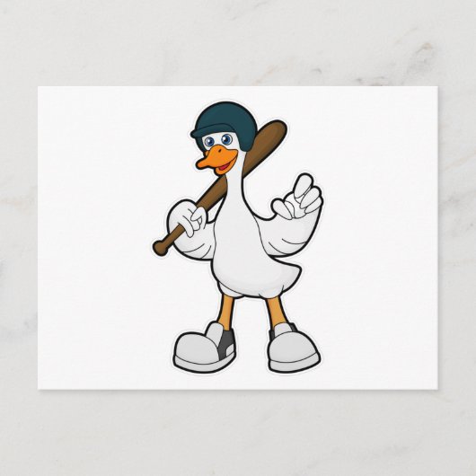 Carte Postale Canard au baseball avec une raquette de baseball e (Devant)