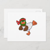 Carte Postale Canard aux arts martiaux Karate (Devant / Derrière)