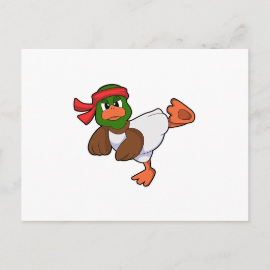 Carte Postale Canard aux arts martiaux Karate (Devant)