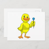 Carte Postale Canard aux fléchettes avec fléchette (Devant / Derrière)