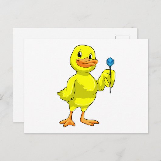 Carte Postale Canard aux fléchettes avec fléchette (Devant / Derrière)